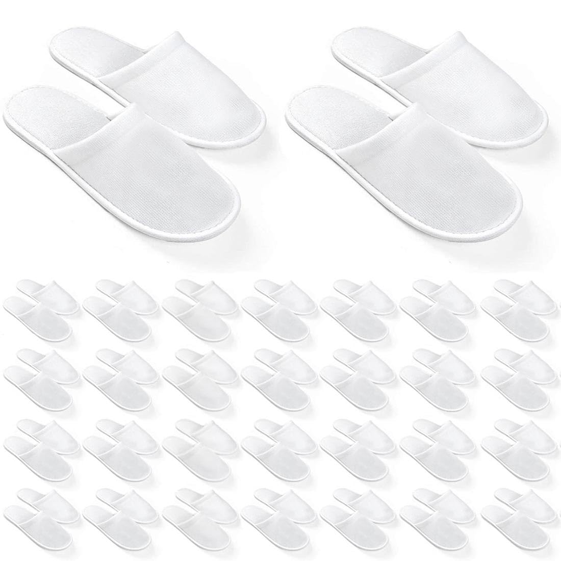 Disposable Slippers For Guests, Bulk White Slipper Pack For Hotel, Spa, Travel, Shoeless Home, Fits up to Adult