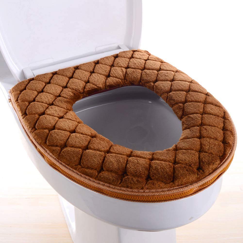 Toilet Seat Cover for Bathroom, Toilet Seat Cushion Covers Soft Thicker Warmer Washable Toilet Seat Cover Pads with Zipper Home Reusable (Purple)