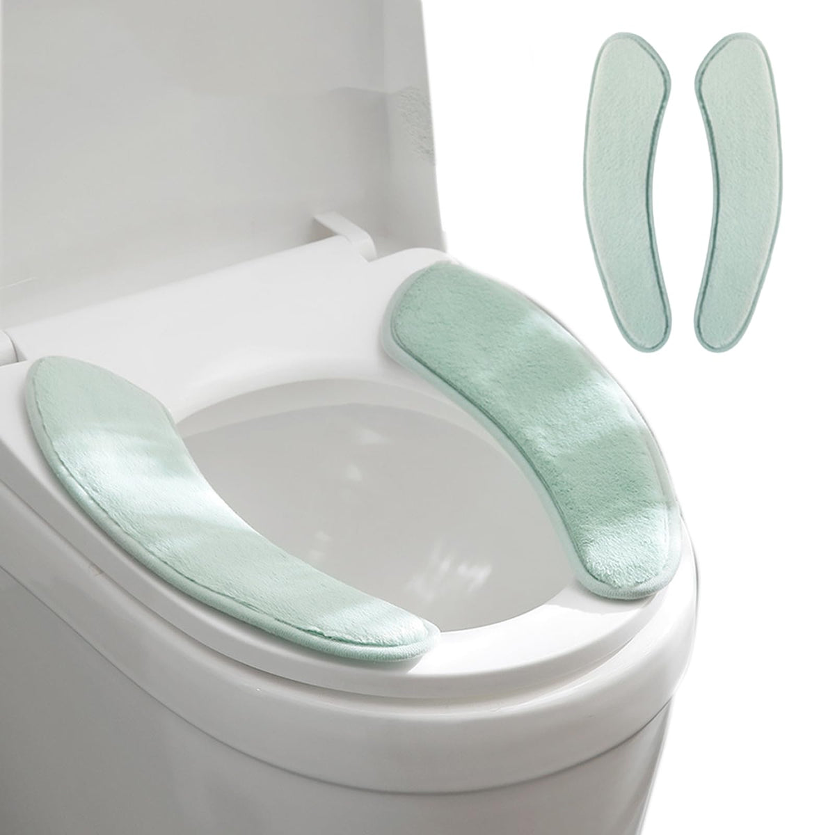 Thick and Warm Toilet Seat Cushion Cover - with Sticky Toilet Seat Cushion - Washable and Reusable Mat for Winter - Double Flap Separation, TPR Back Adhesive, Soft and Protective (Green)