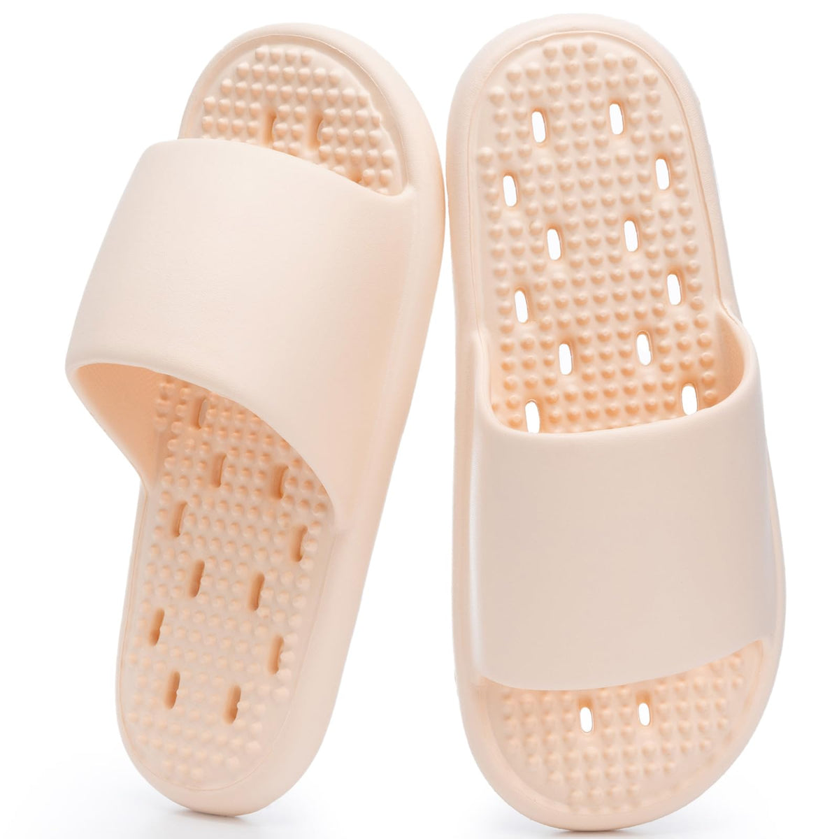 GOEWY Shower Shoes with Drain Holes Massage Granules for Women Men