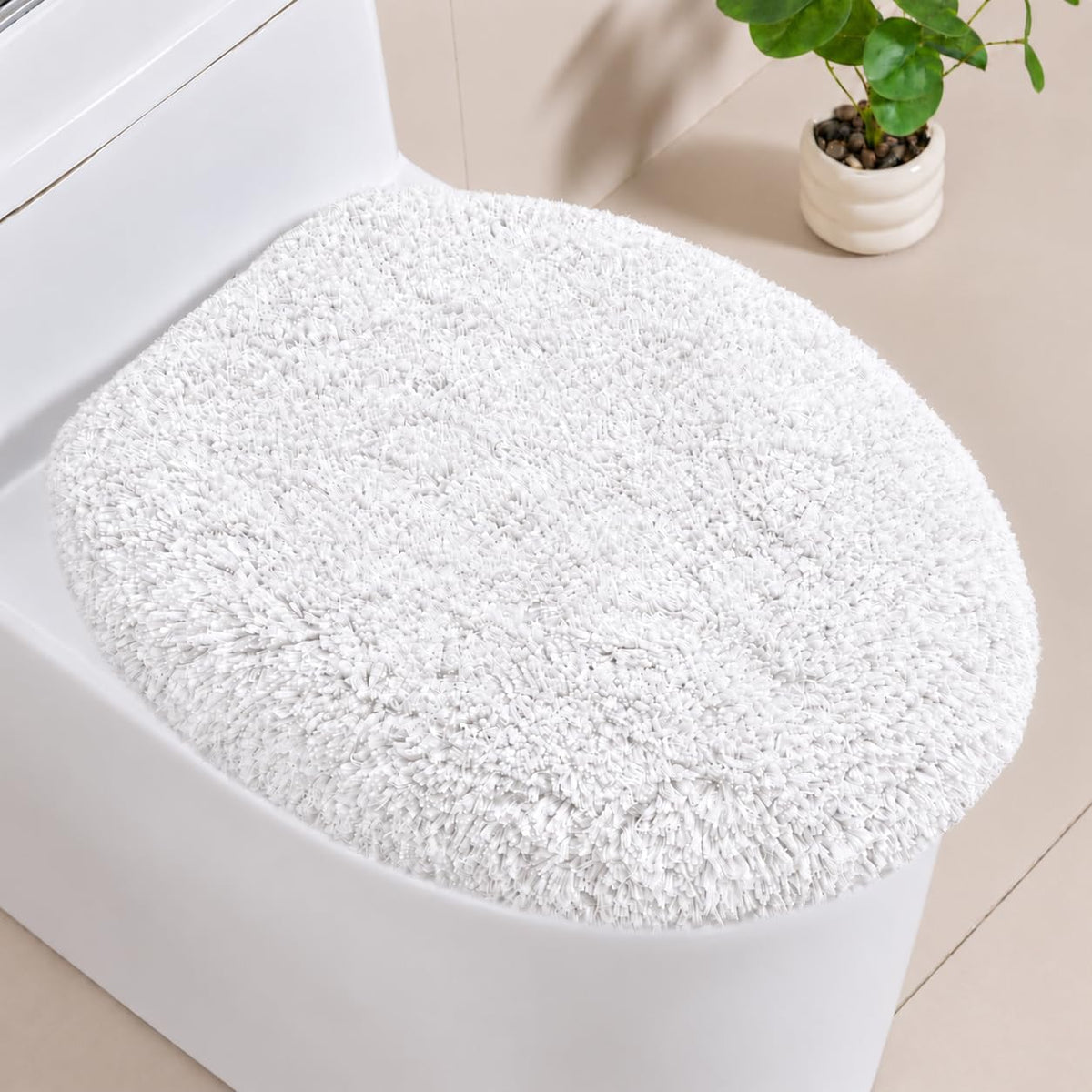 Microfiber Elongated Toilet Seat Cover, 19.5"x15" Machine Washable