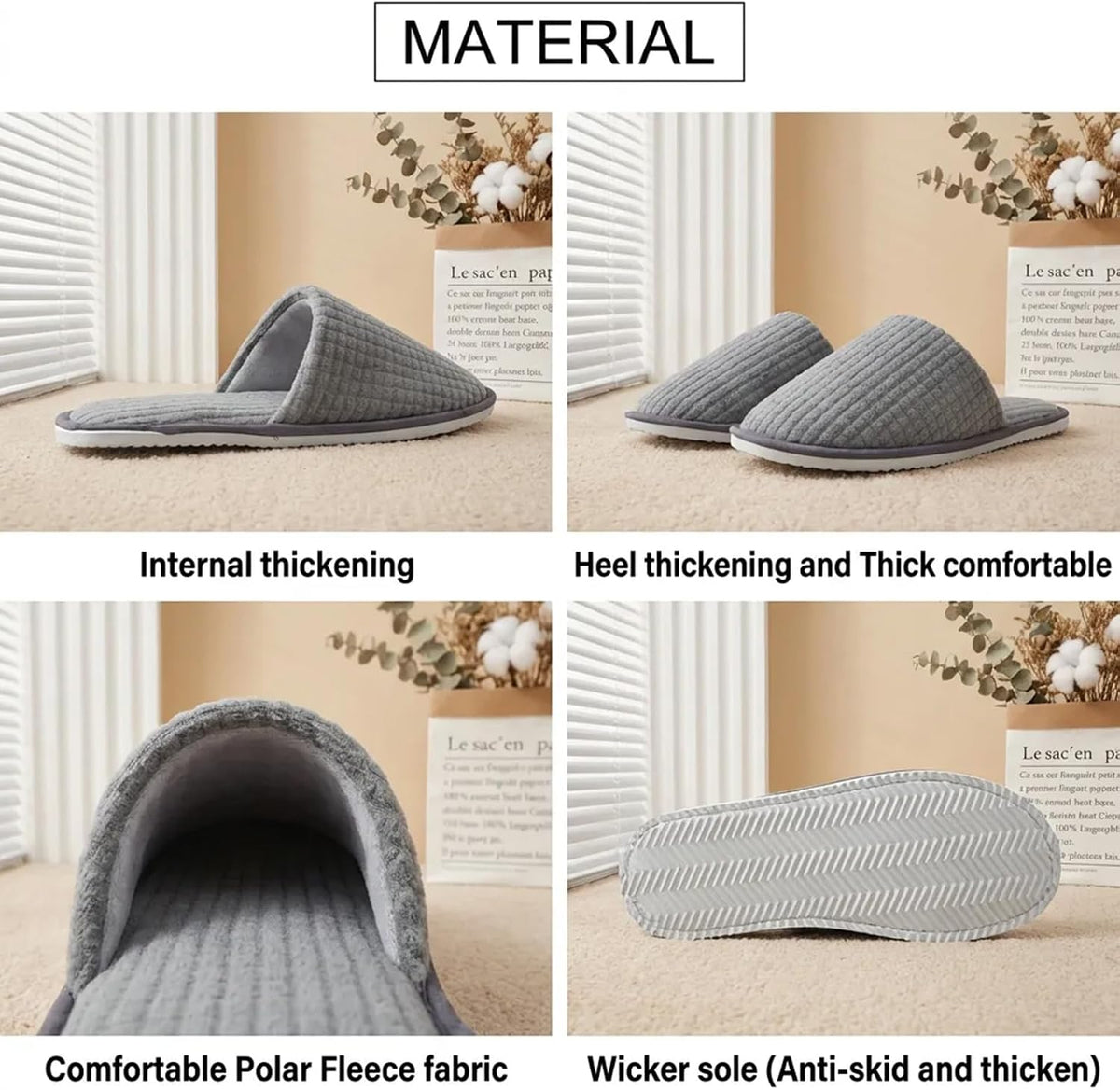 1-Pair Spa Slippers - Non Slip Slippers For Guest Women & Men -Washable & Reusable Guest Slipper for Indoor Hotel, Spa, Travel, Shoeless Home, House, Bedroom, Bride Slippers