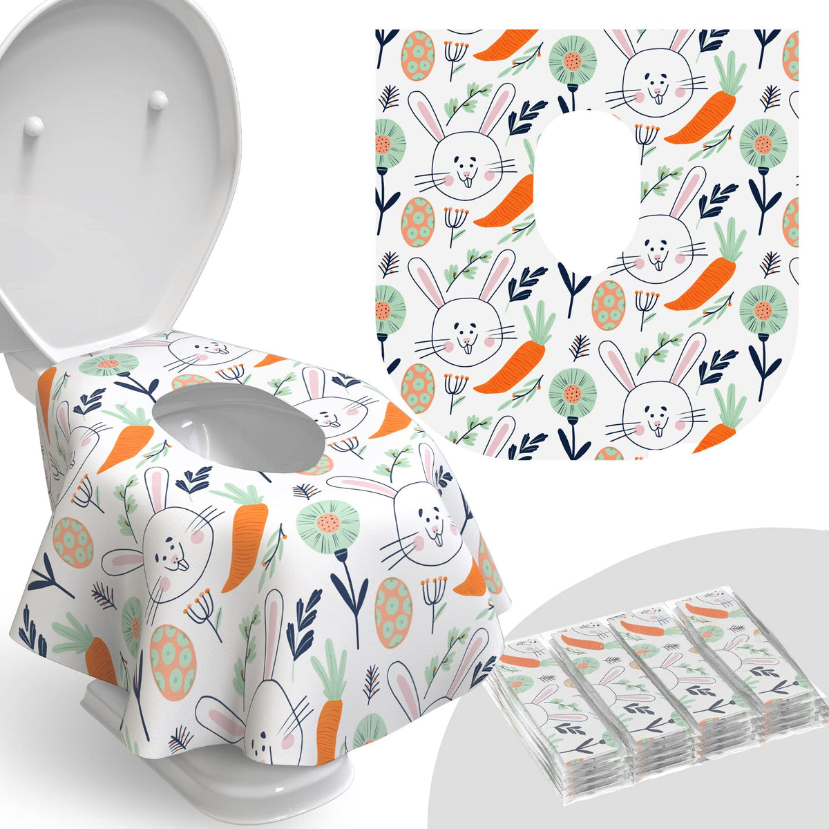 Relyo Disposable Toilet Seat Cover for Travel – 20 Pack with Covers Wrapped in Sets of 2, Non-Flushable Liners, Fits Most Seats – Kids, Toddlers, Adults (Waves, 20)