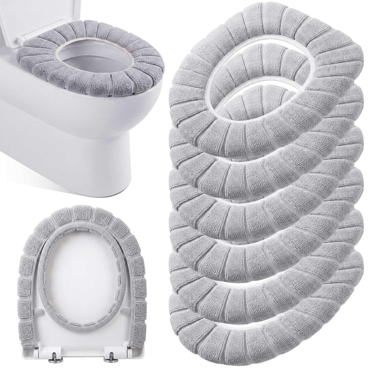 Tegeme 12 Pcs Thicker Bathroom Toilet Seat Cover Pad, 11.8 Inch, Colorful