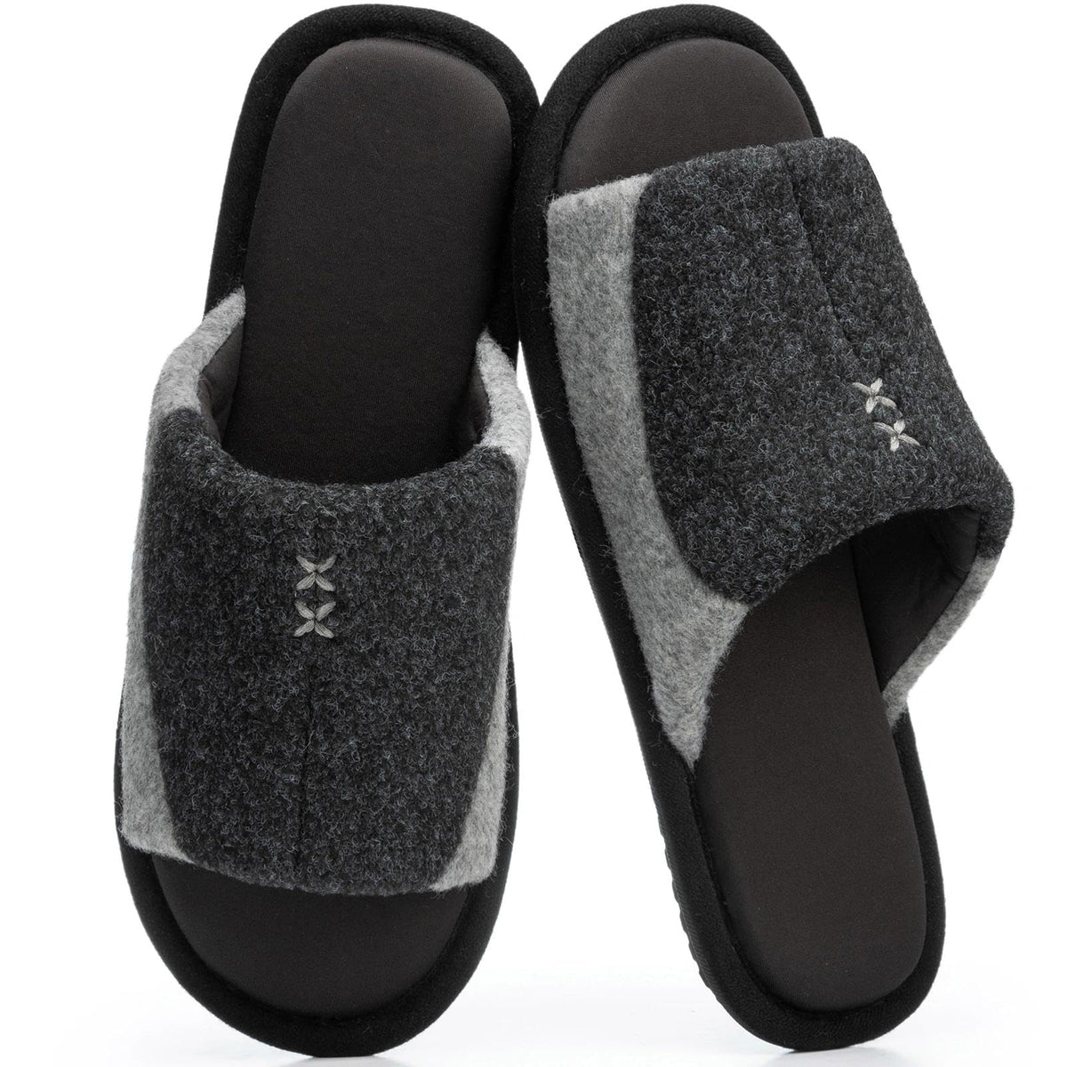 GOEWY Mens Open Toe Slippers Memory Foam Indoor House Shoes Gifts