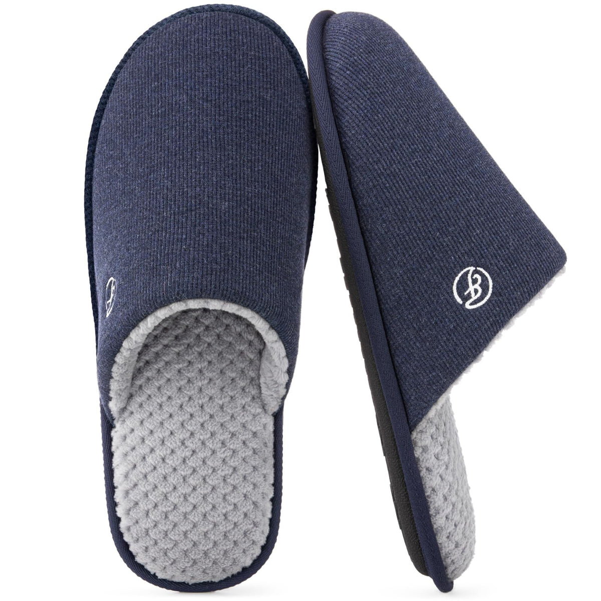 EverFoams Men's Cotton Knit Slippers Memory Foam Breathable House Shoes