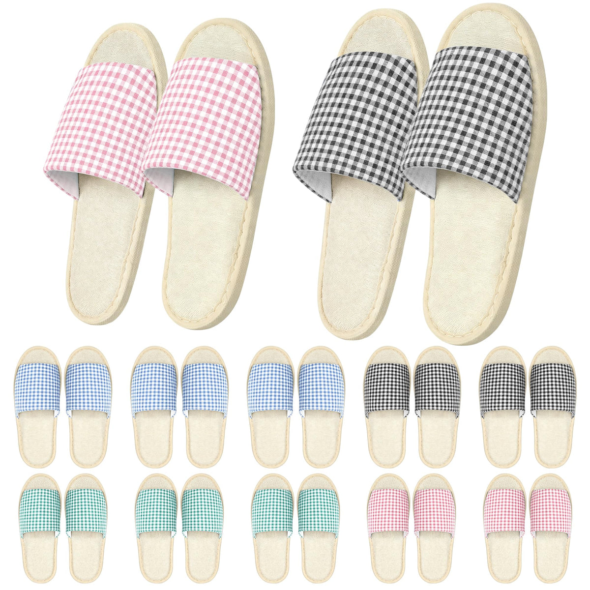 12-20Pairs Disposable Slippers Non Slip Washable for Guest Hotel Travel