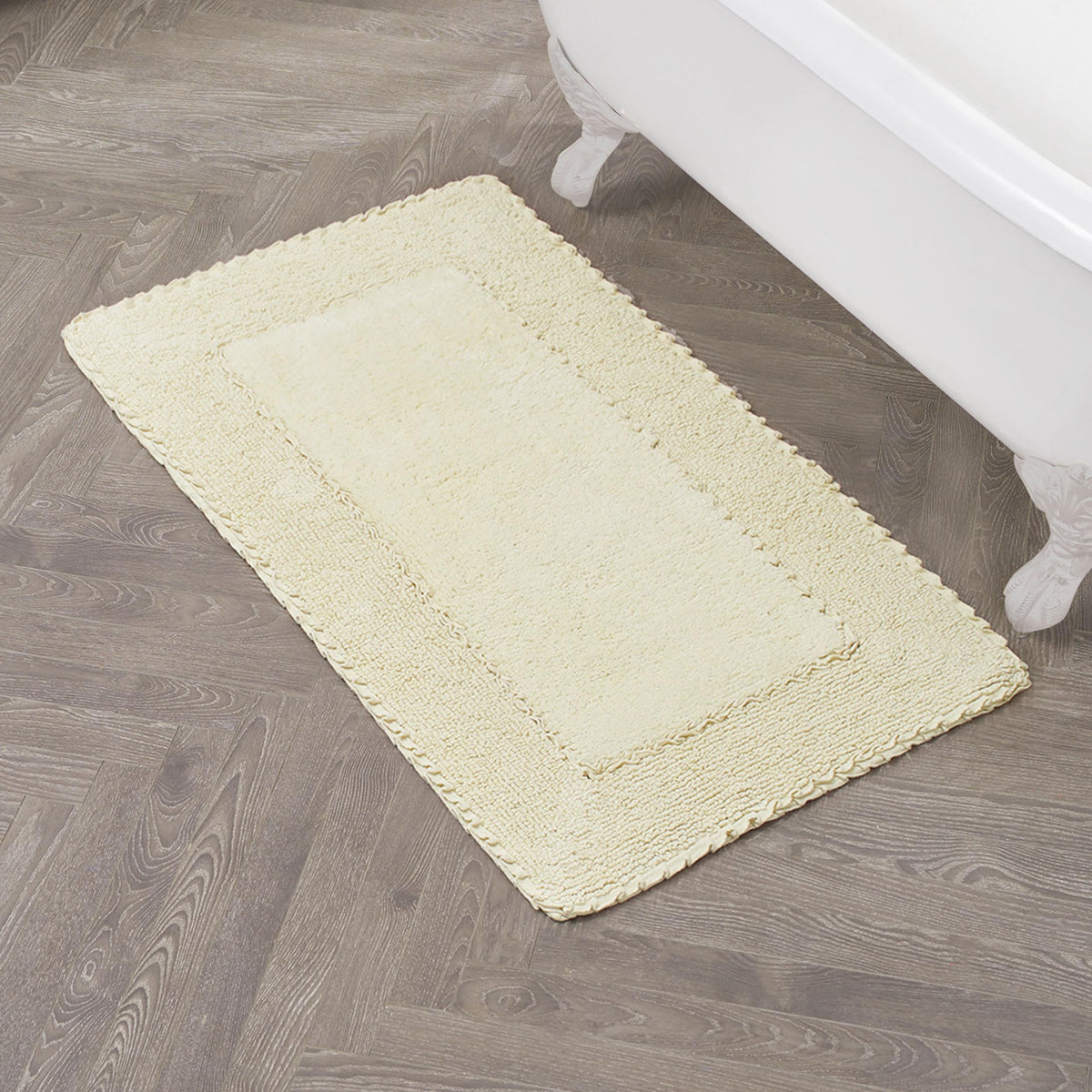 Laura Ashley Ruffle Border 100% Cotton Bath Rug, Sage Green, 17"x 24"