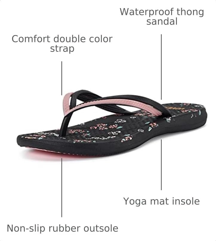 VOVEA Flip Flops For Women Non-Slip Bathroom Shower Shoes Cushion foam Indoor and Outdoor Sandals