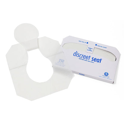 Hospeco Flushable Toilet Seat Covers - 1000 Pcs, 4 Packs of 250 - Disposable Paper Discreet Seats for Commercial Wall Dispenser, 16.75 x 14.25 Half-Fold, White