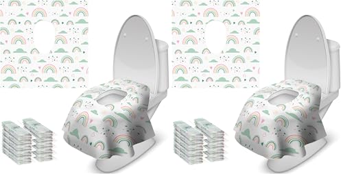 Blissful Diary 30 Pcs Toilet Seat Covers Disposable for Toddlers & Adults, Extra Large Waterproof, Portable Package for Travel, Kids Potty Training