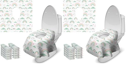Blissful Diary 30 Pcs Toilet Seat Covers Disposable for Toddlers & Adults, Extra Large Waterproof, Portable Package for Travel, Kids Potty Training