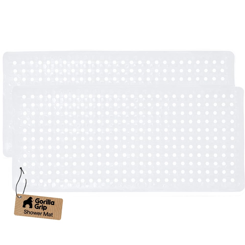 GORILLA GRIP Bath Tub Shower Mat, Bathtub Floor Liner, 35x16 Gray Opaque