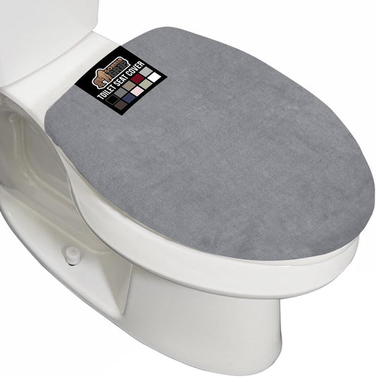 GORILLA GRIP Thick Memory Foam Toilet Lid Seat Cover, 19.5x18.5 Grey