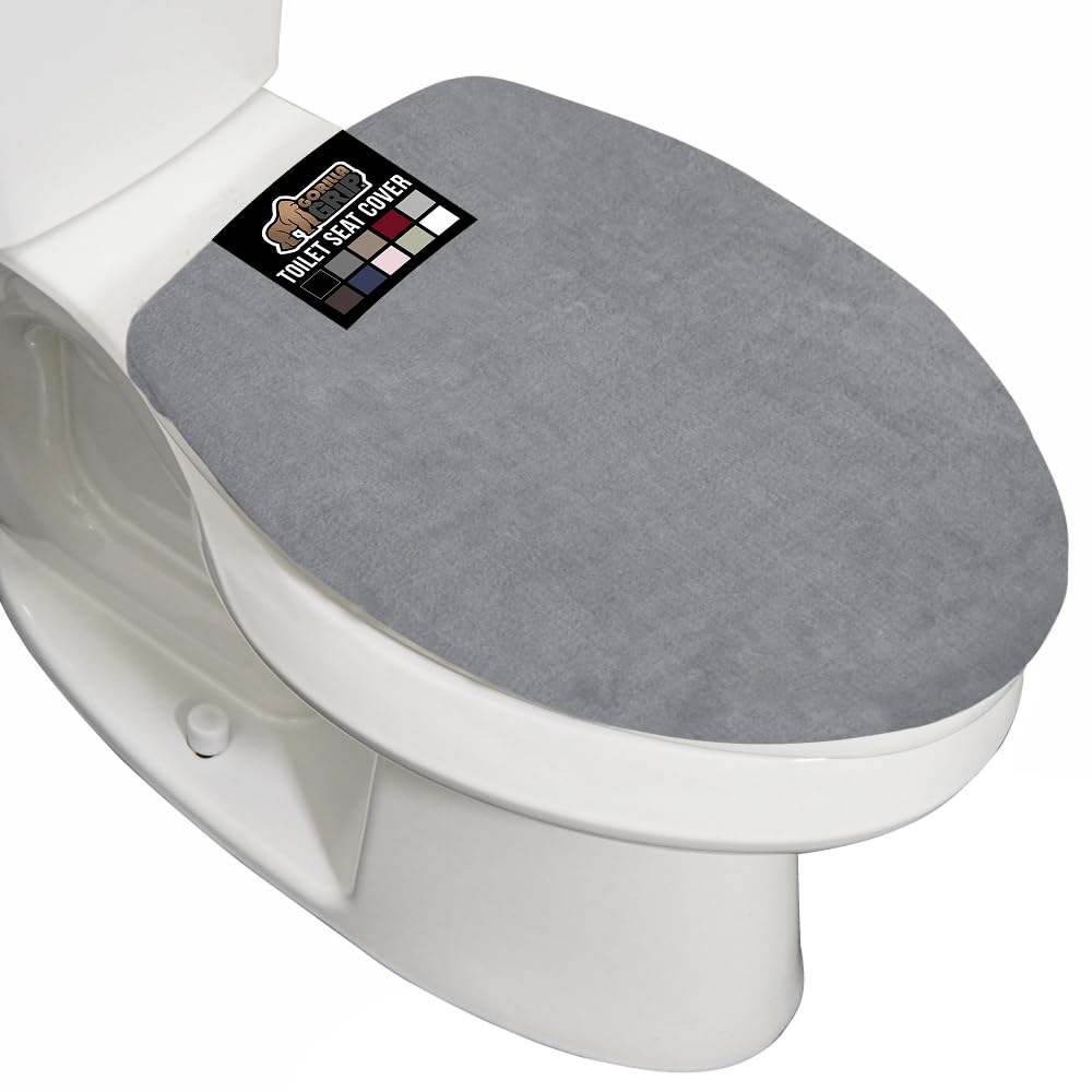 GORILLA GRIP Thick Memory Foam Toilet Lid Seat Cover, 19.5x18.5 Grey