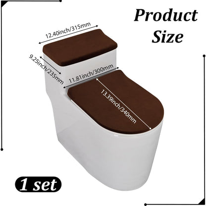 GORGECRAFT 2Pcs Toilet Lid Covers Stretch Velvet Toilet Lid Seat Cover Set with Elastic Bottom Soft Bathroom Fabric Wear Resistant Tank Covers Replacement Brown Universal Machine Washable