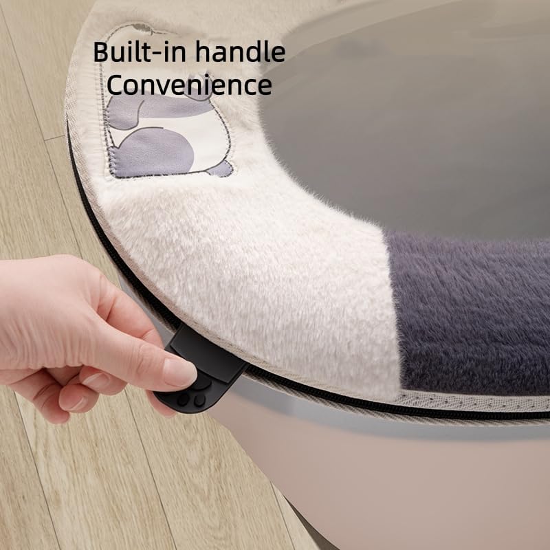 Toilet Seat Cover, Soft Plush Memory Foam, Warm Anti-Slip Pad with Built-in Handle and Zipper, Reusable Bathroom Seat Cushion, 2 Pack