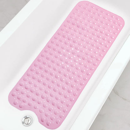 Bathtub and Shower Mats, Extra Long Non-Slip Bath Tub Mat 39 x 16 Inch, Machine Washable Bathmat with Suction Cups & Drain Holes for Bathroom Floor, White