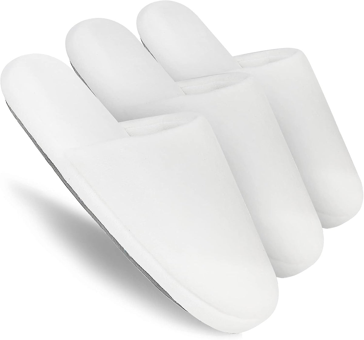 3-Pair Luxury Spa Slippers - Cotton Memory Foam Non-slip Closed Toe Washable Slippers for Hotel,Guest,Travel,Bride,Women and Men