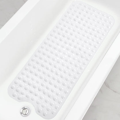 Bathtub and Shower Mats, Extra Long Non-Slip Bath Tub Mat 39 x 16 Inch, Machine Washable Bathmat with Suction Cups & Drain Holes for Bathroom Floor, White
