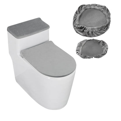 GORGECRAFT 2Pcs Toilet Lid Covers Stretch Velvet Toilet Lid Seat Cover Set with Elastic Bottom Soft Bathroom Fabric Wear Resistant Tank Covers Replacement Brown Universal Machine Washable