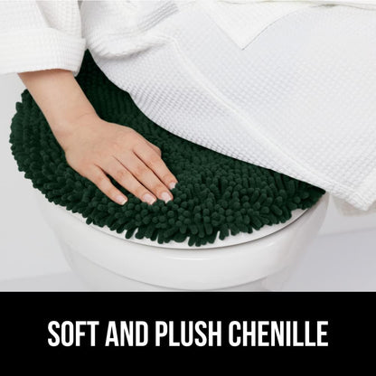 GORILLA GRIP Soft Chenille Toilet Lid Seat Cover, 19.5x18.5 Hunter Green