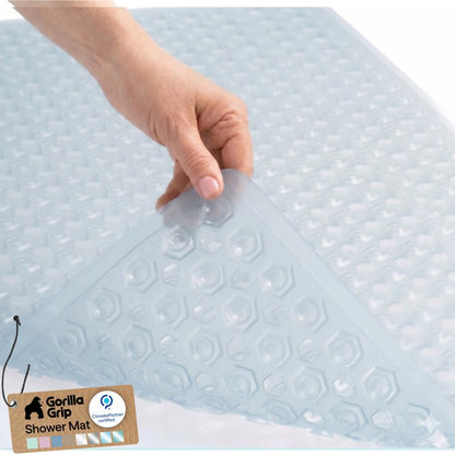 GORILLA GRIP Bath Tub Shower Mat, Bathtub Floor Liner, 35x16 Gray Opaque