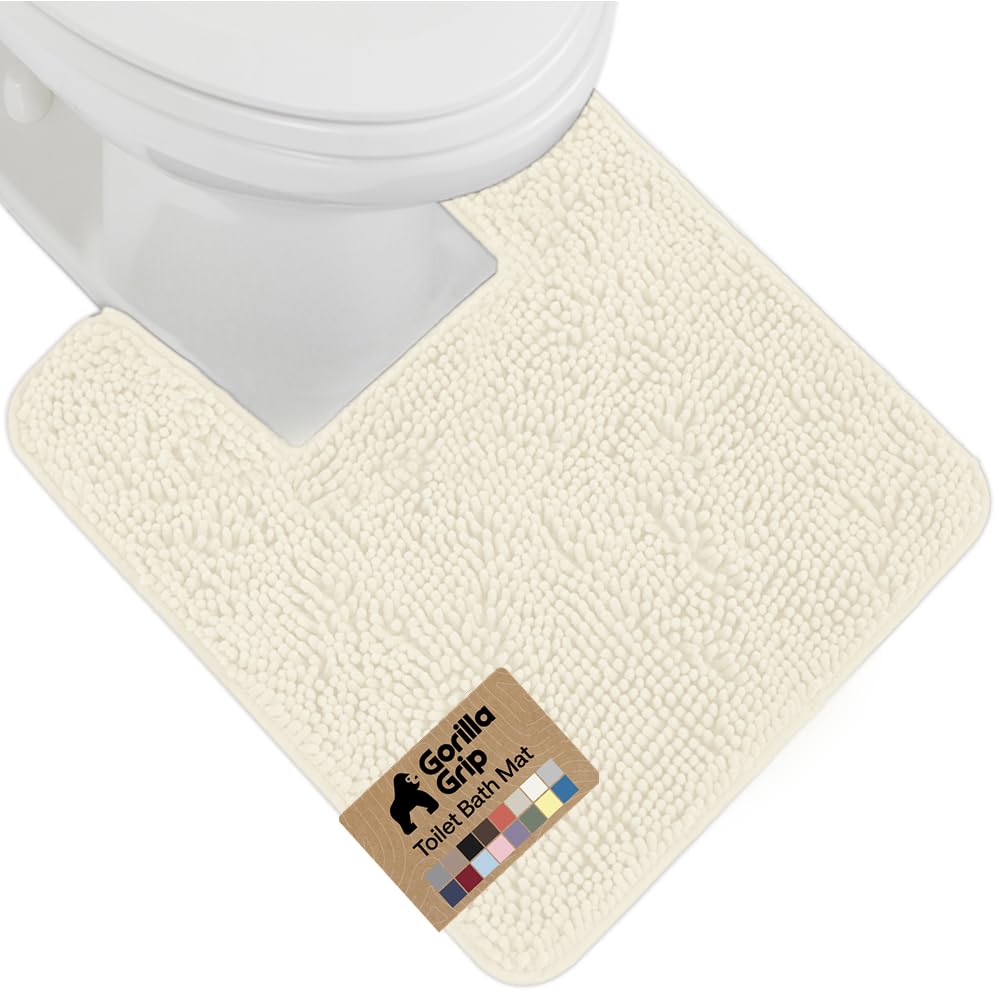 GORILLA GRIP Bath Rug Mat for Bathroom, Absorbent Chenille, 24x17 White