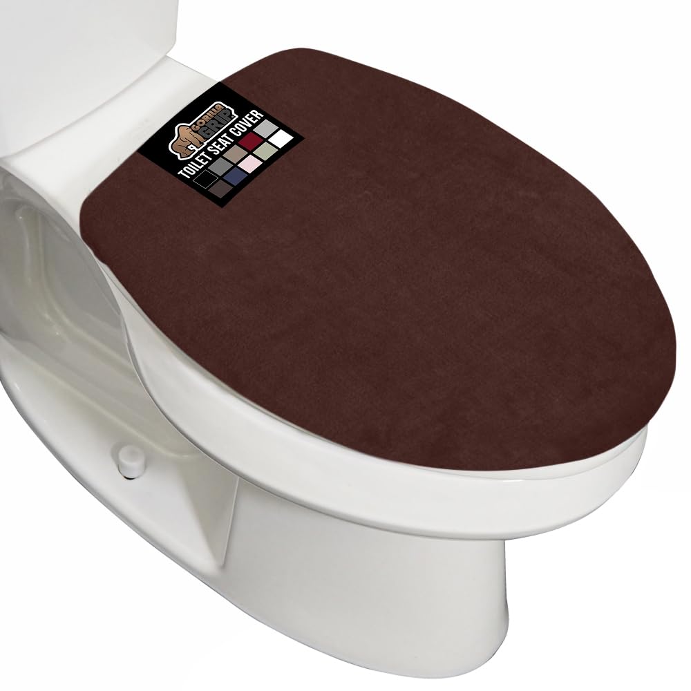 GORILLA GRIP Soft Chenille Toilet Lid Seat Cover, 19.5x18.5 Gray
