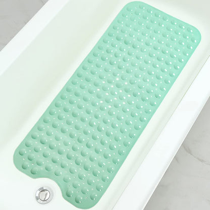 Bathtub and Shower Mats, Extra Long Non-Slip Bath Tub Mat 39 x 16 Inch, Machine Washable Bathmat with Suction Cups & Drain Holes for Bathroom Floor, White