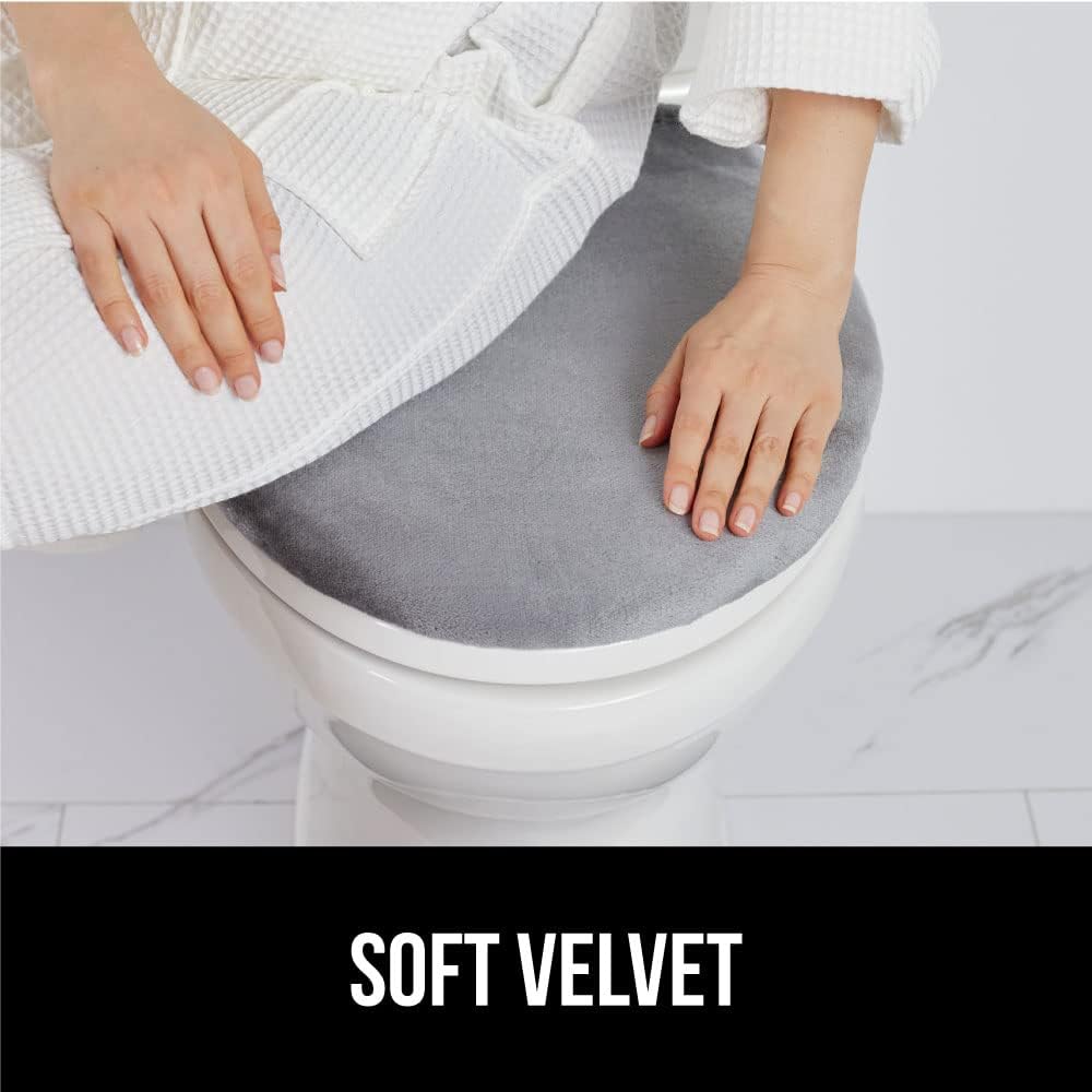 GORILLA GRIP Thick Memory Foam Toilet Lid Seat Cover, 19.5x18.5 Grey