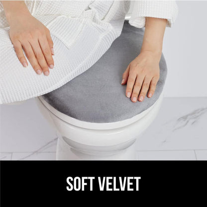 GORILLA GRIP Thick Memory Foam Toilet Lid Seat Cover, 19.5x18.5 Grey