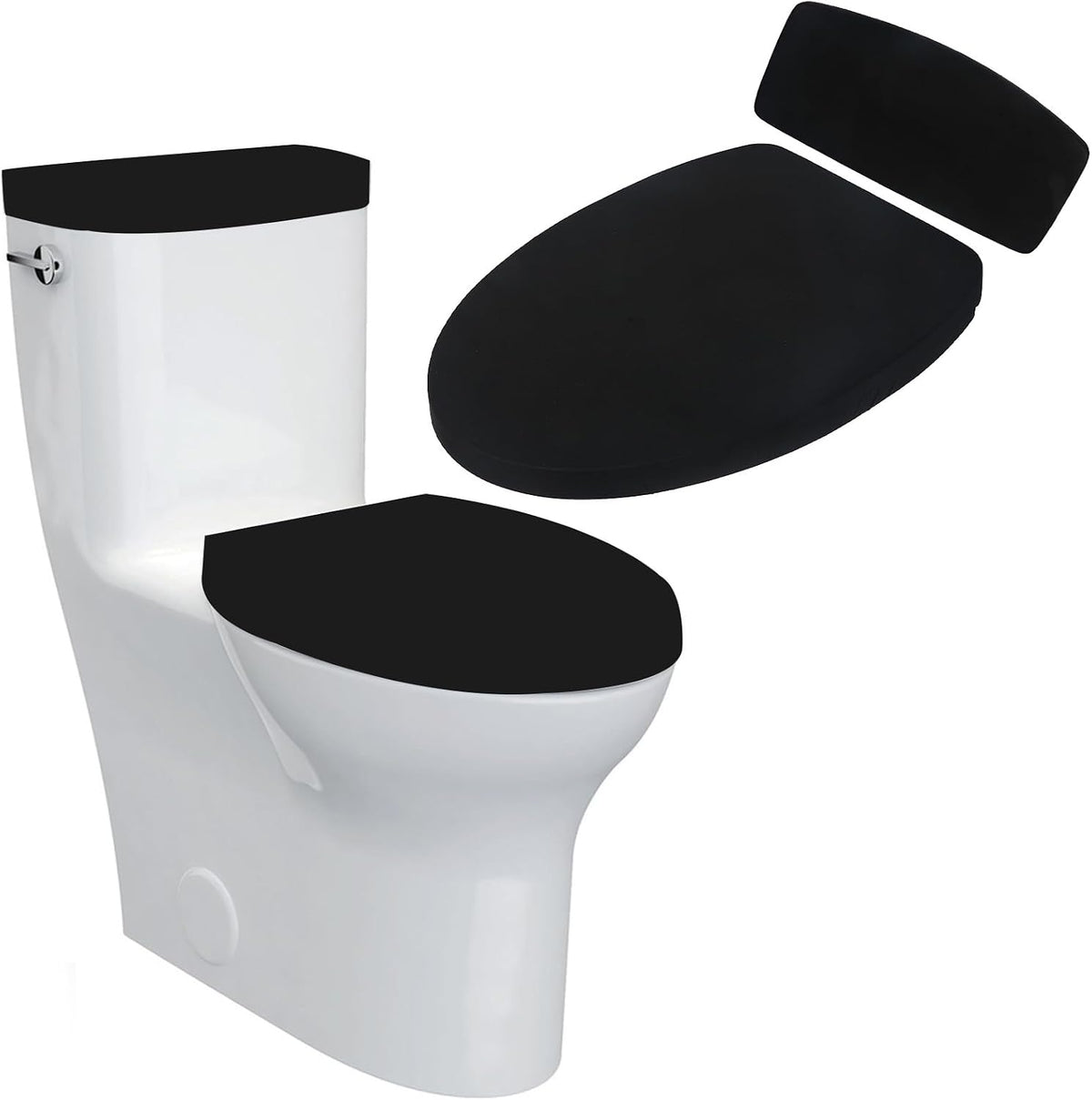 Sliverdew Toilet Lid Cover and Toilet Tank Lid Cover Toilet Cover with Elastic Bottom Fabric Cover for A Lid Toilet Tank Toilet Top Cover Back of Toilet Tank Cover Replacement (Black)