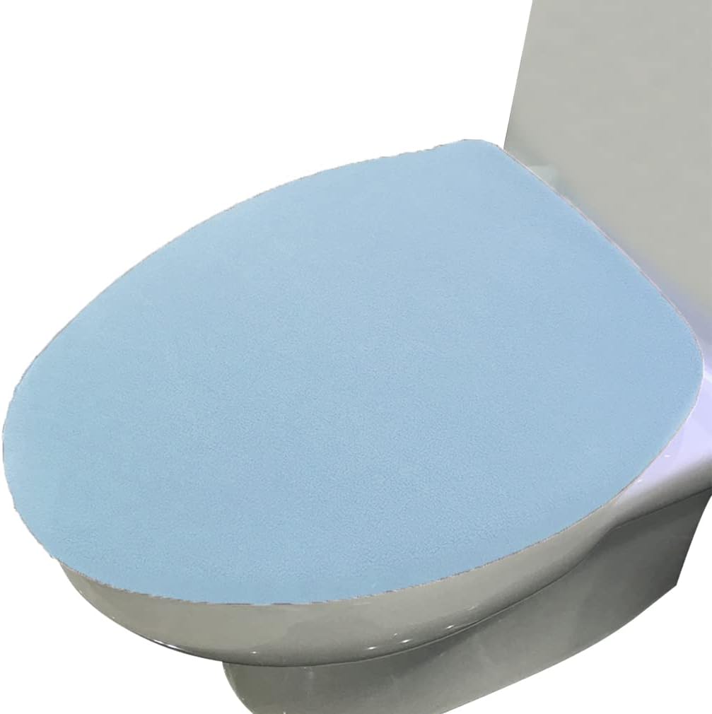 Madeals Microfiber Toilet Lid Cover Soft and Absorbent, Comfortable Bathroom Microfiber Toilet Lid Cover Seat Fits Most Size Toilet Lids for Navy Blue