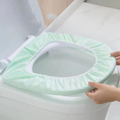 Disposable Non-woven Toilet Seat Mat 2 Layer Water Proof Toilet Cover Portable Travel Hotel Toilet Seat Pad 10 Pieces (Green)