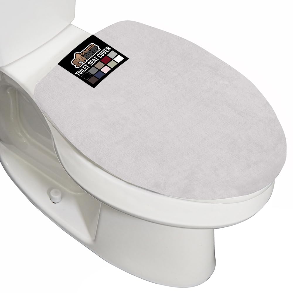 GORILLA GRIP Thick Memory Foam Toilet Lid Seat Cover, 19.5x18.5 Grey
