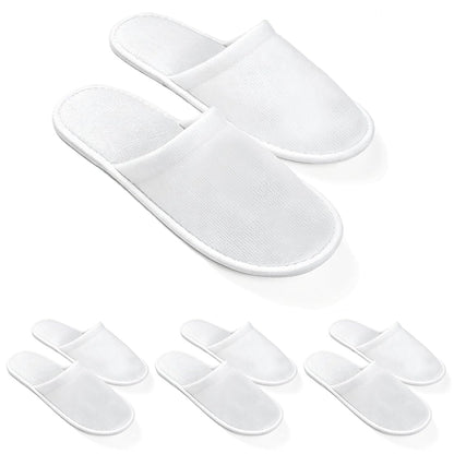 Disposable Slippers For Guests, Bulk White Slipper Pack For Hotel, Spa, Travel, Shoeless Home, Fits up to Adult