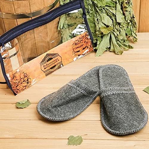 Sauna Slippers Russian Wool Bunny Slippers for Men, Women, Unisex Spa Flips, Bath Slippers for Home, Made of 100% Natural Wool Felt Grey and White Colors Closed Toe (grey)