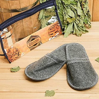Sauna Slippers Russian Wool Bunny Slippers for Men, Women, Unisex Spa Flips, Bath Slippers for Home, Made of 100% Natural Wool Felt Grey and White Colors Closed Toe (grey)