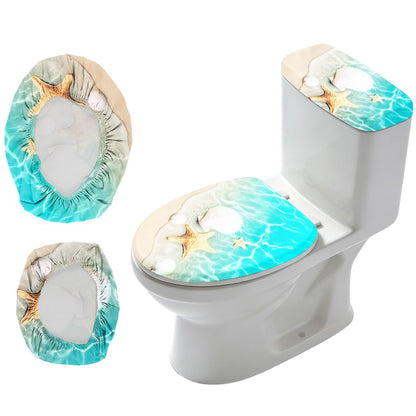 2Pcs Abstract Floral Toilet Lid Cover and Tank Cover Set Stretch Cover Sets Toilet Seat Covers Fabric Sets Machine Wash Fits Round Elongated Oblong for Bathroom Replacement