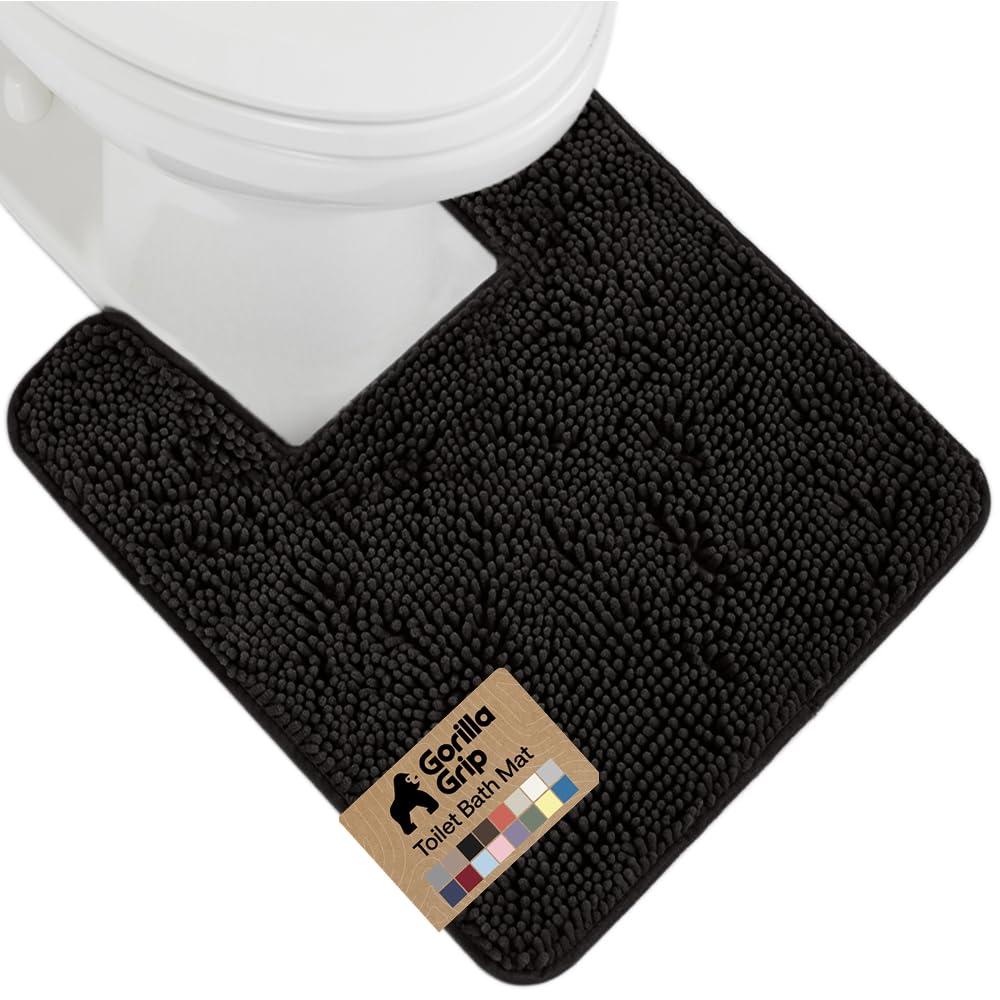 GORILLA GRIP Bath Rug Mat for Bathroom, Absorbent Chenille, 24x17 White