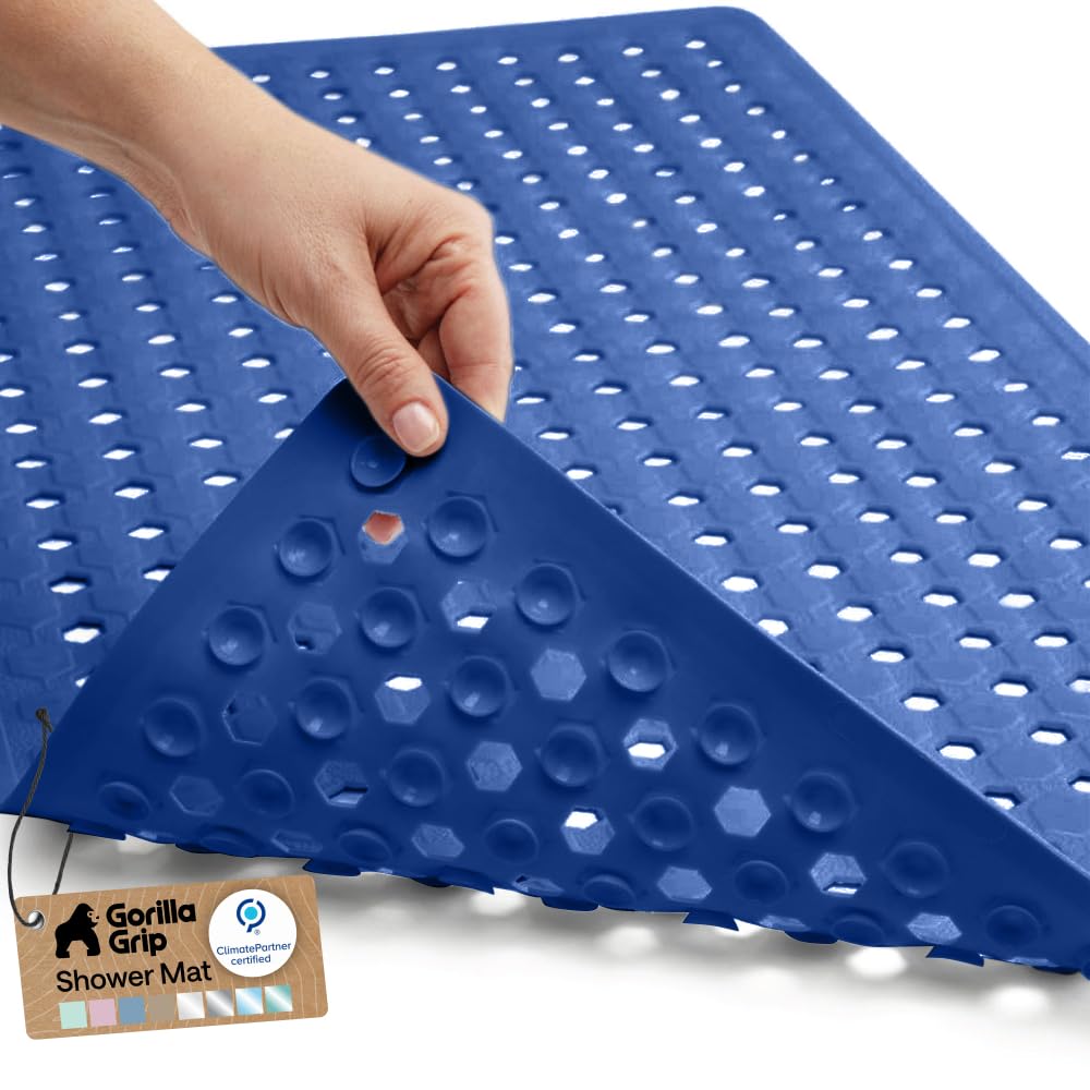 GORILLA GRIP Bath Tub Shower Mat, Bathtub Floor Liner, 35x16 Gray Opaque