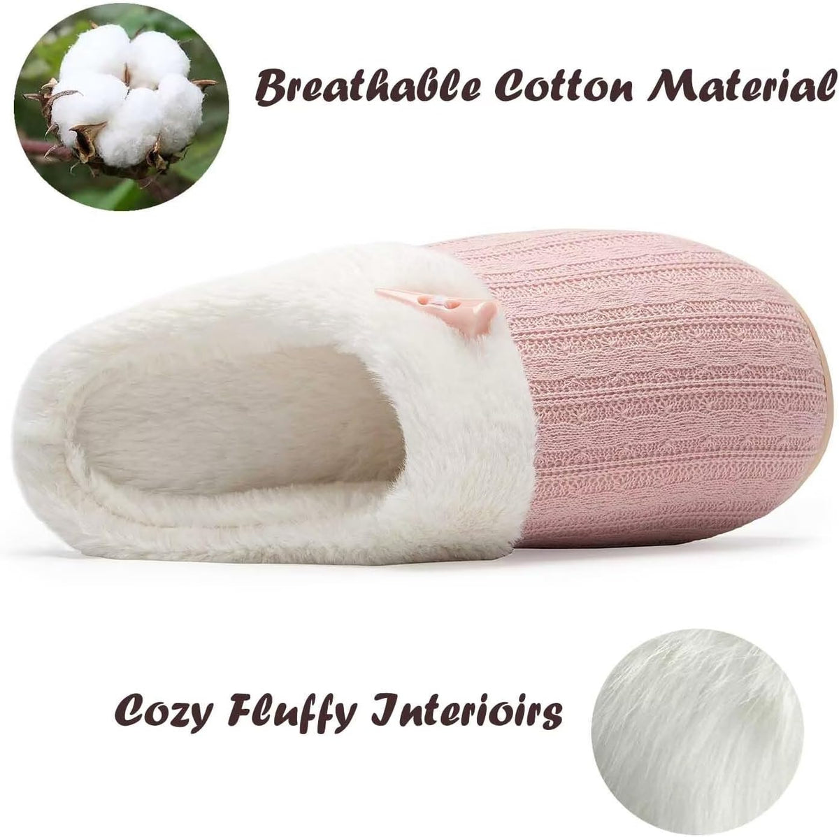 NineCiFun Women's Fuzzy House Slippers Memory Foam Cute Ladies Home Shoes