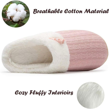 NineCiFun Women's Fuzzy House Slippers Memory Foam Cute Ladies Home Shoes
