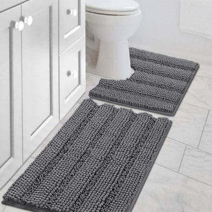 H.VERSAILTEX Bath Rugs for Bathroom Non Slip Bath Mats Extra Thick Chenille Striped Rug 20" x 32" Absorbent Non Skid Fluffy Soft Shaggy Washable Dry Fast Plush Mat for Indoor, Bath Room, Tub - Sage