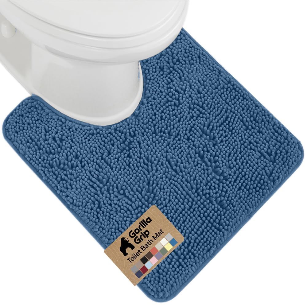 GORILLA GRIP Bath Rug Mat for Bathroom, Absorbent Chenille, 24x17 White