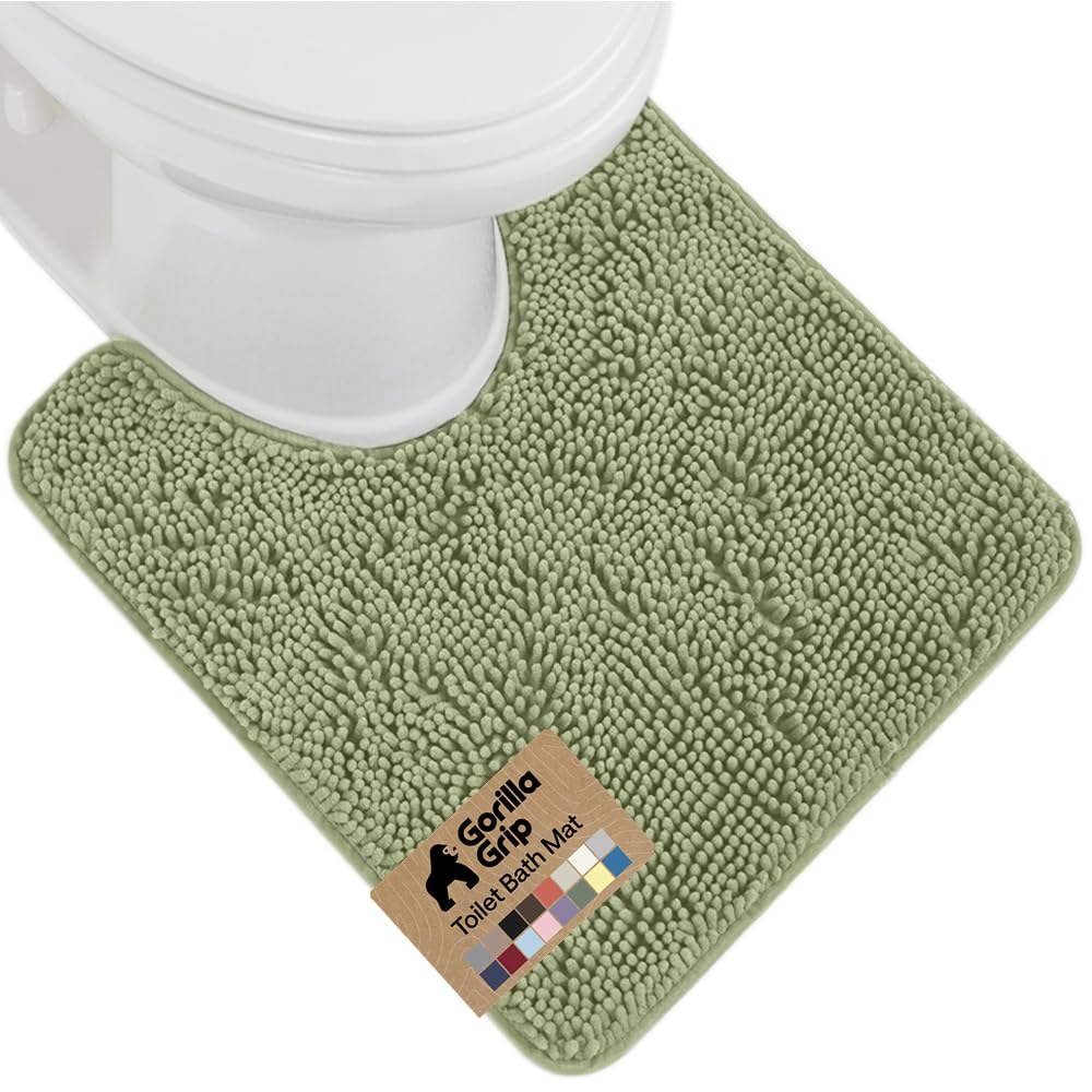 GORILLA GRIP Bath Rug Mat for Bathroom, Absorbent Chenille, 24x17 White