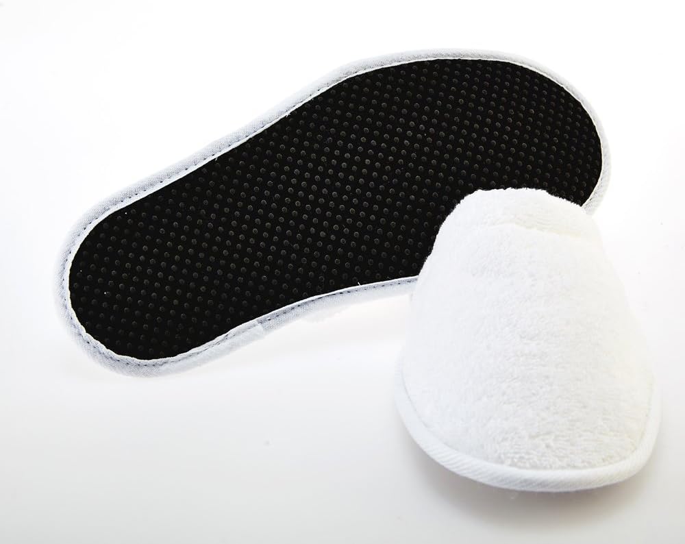 Arus Womens Turkish Terry Cotton Cloth Bath Spa Slippers, White, 6-9.5