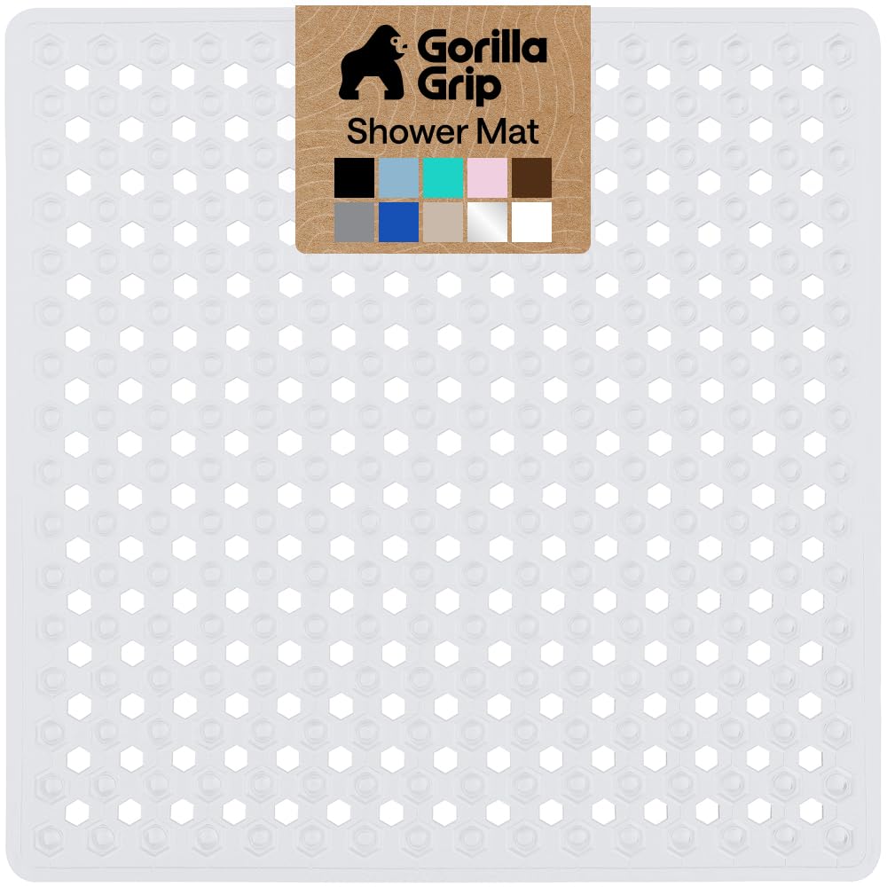 GORILLA GRIP Bath Tub Shower Mat, Bathtub Floor Liner, 35x16 Gray Opaque