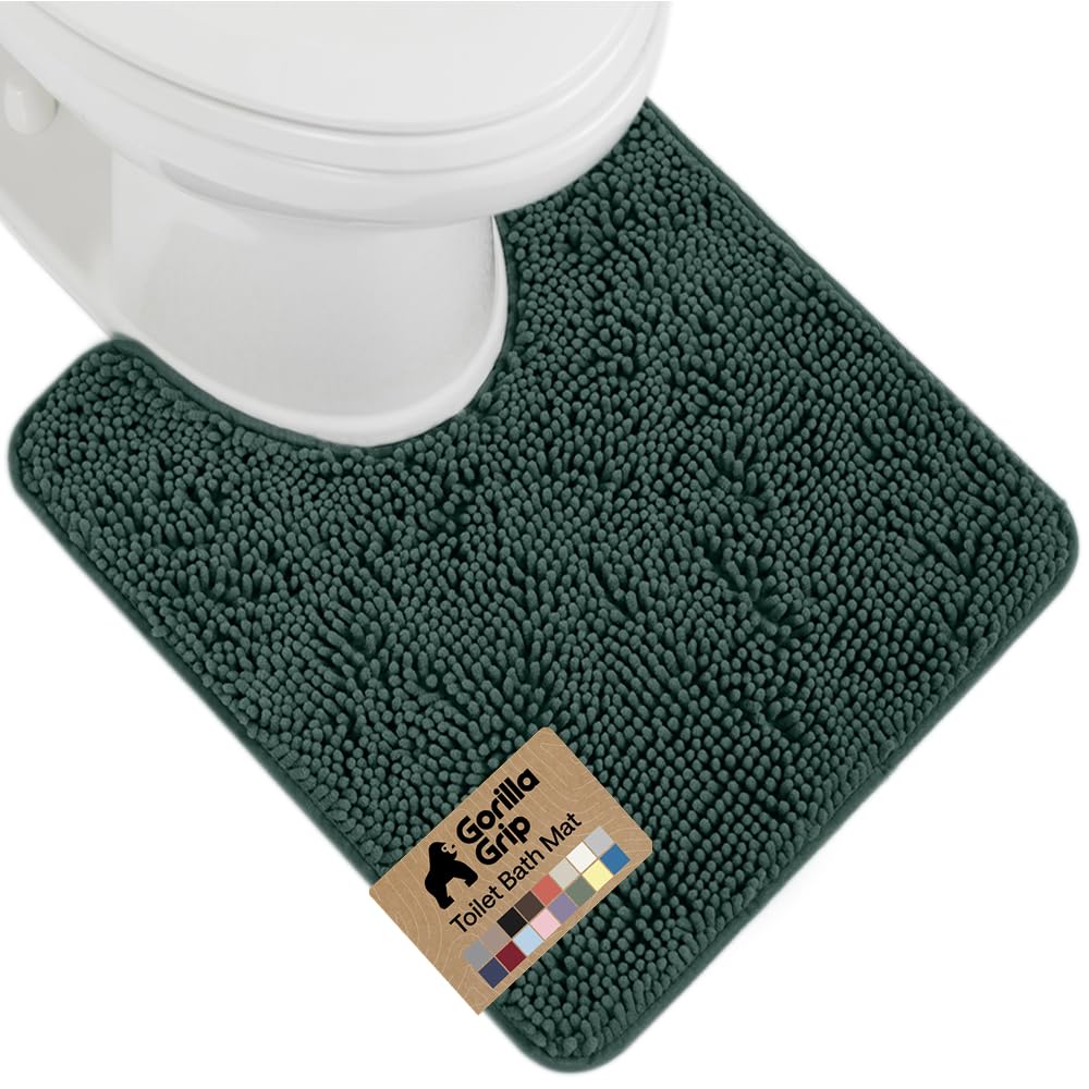 GORILLA GRIP Bath Rug Mat for Bathroom, Absorbent Chenille, 24x17 Gray